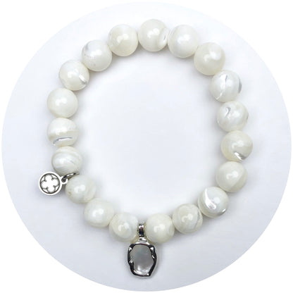 Mother of Pearl with Molten Mother of Pearl Silver Pendant