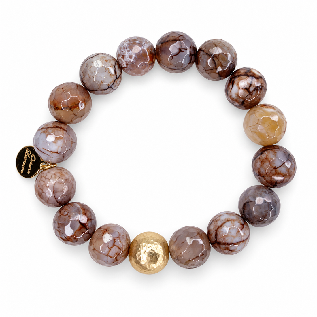 Truffle Agate with Hammered Gold Accent - Oriana LaMarca Designs