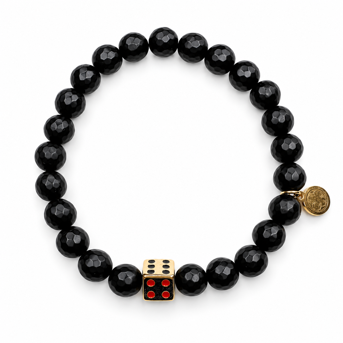 Mens Matte Black Onyx with Pavé Dice on white studio background