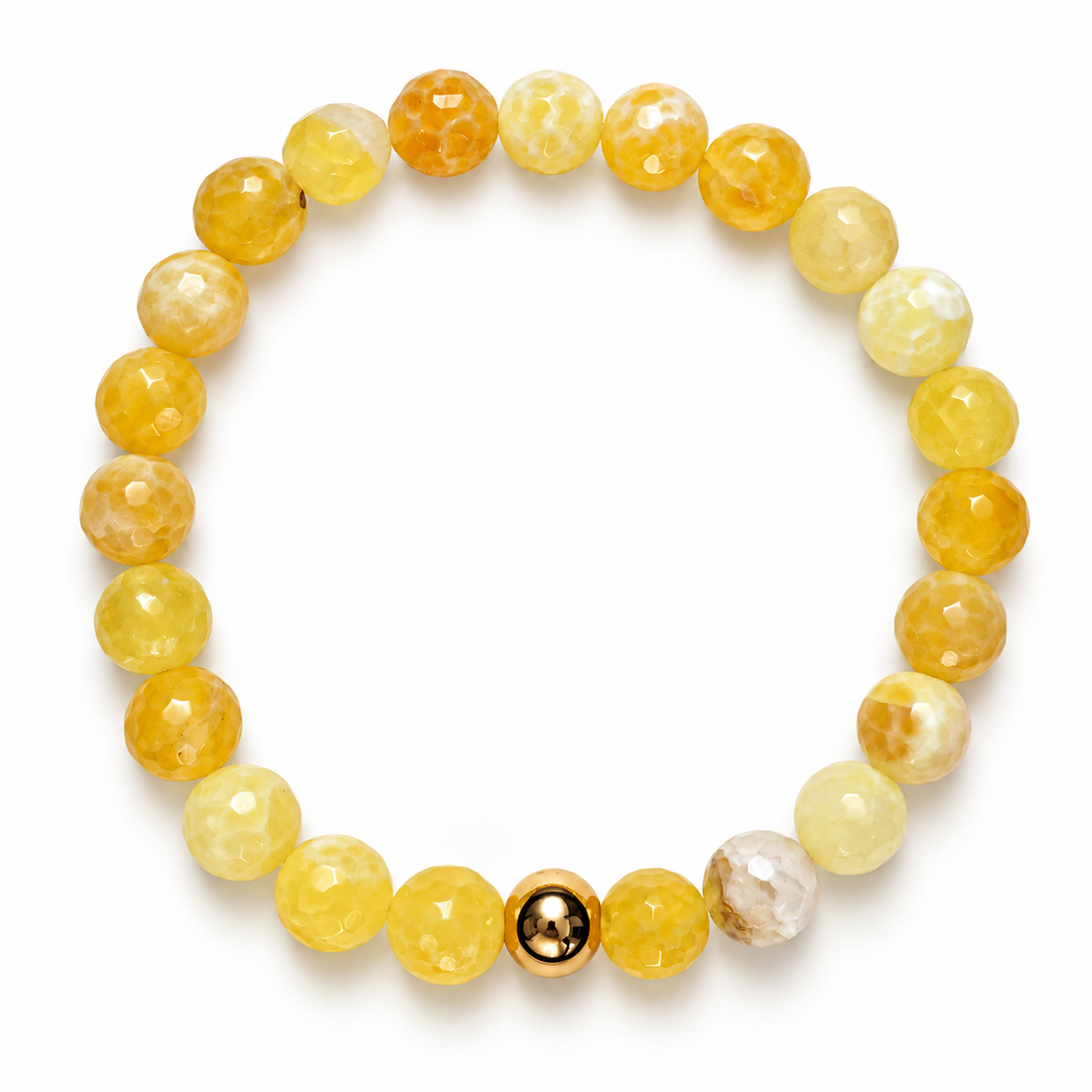 Mens Yellow Agate with Gold Accent on white studio background