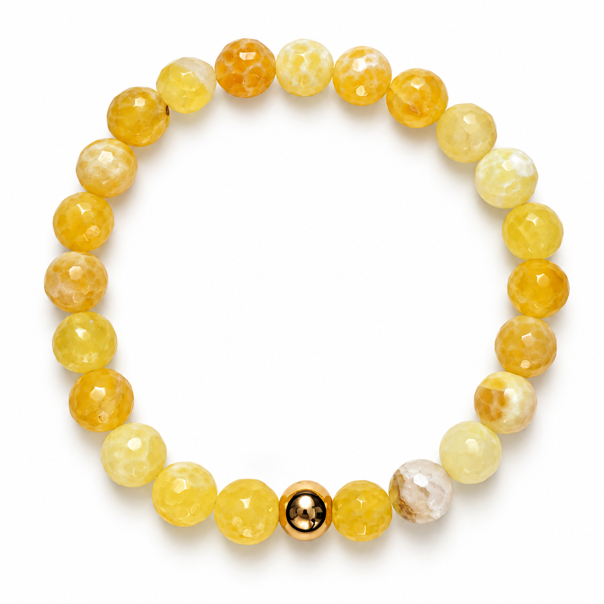Mens Yellow Agate with Gold Accent on white studio background