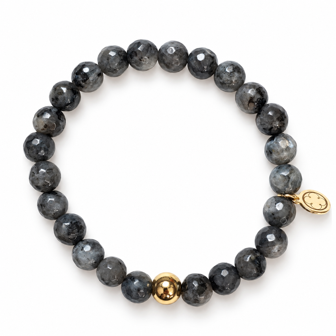 Mens Labradorite with Gold Accent on white studio background