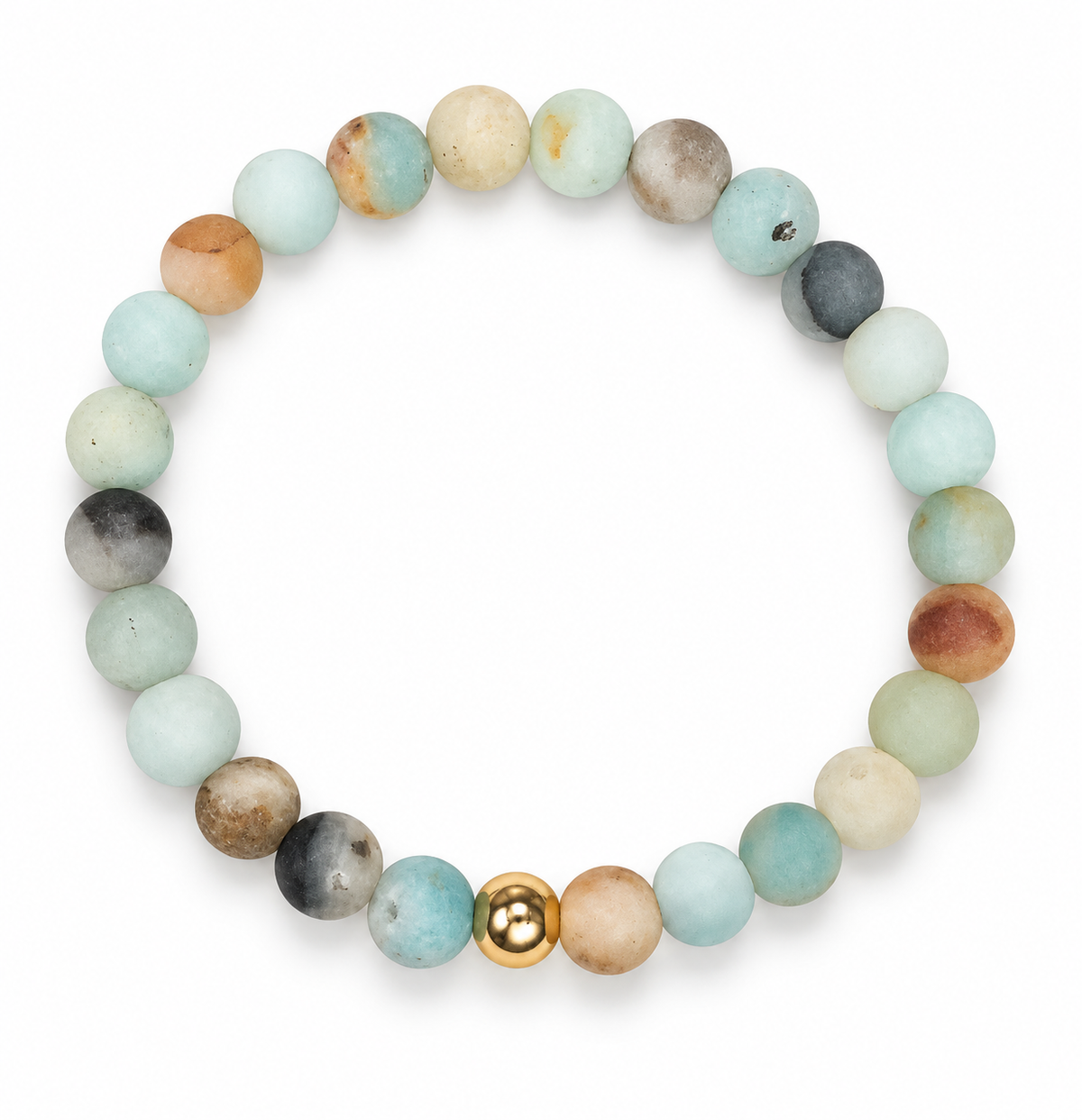Mens Matte Amazonite with Gold Accent on white studio background