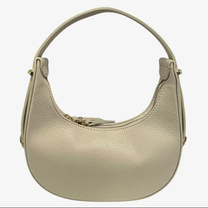 Mezza Luna Creme Leather Handbag