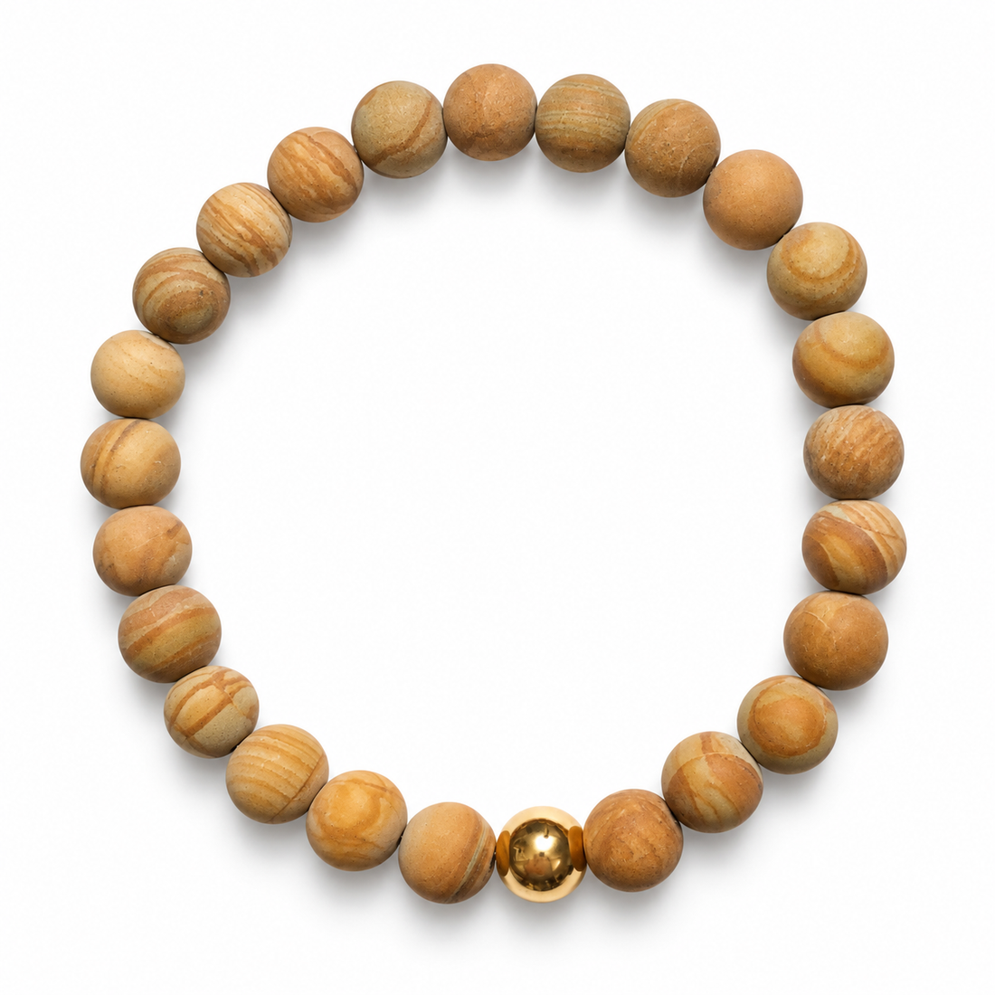 Mens Matte Picture Jasper with Gold Accent on white studio background