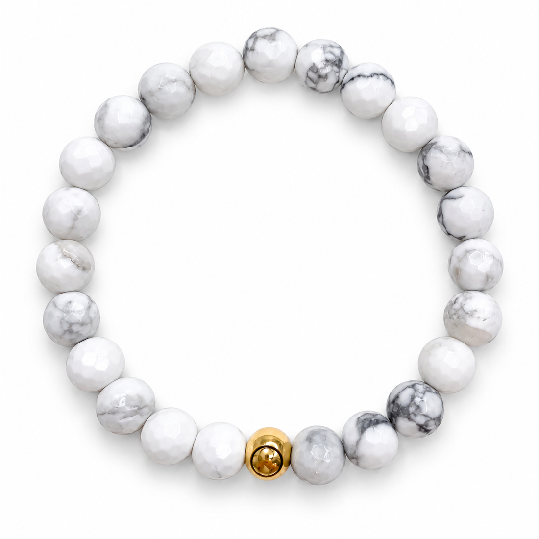 Mens White Howlite with Gold Accent on white studio background