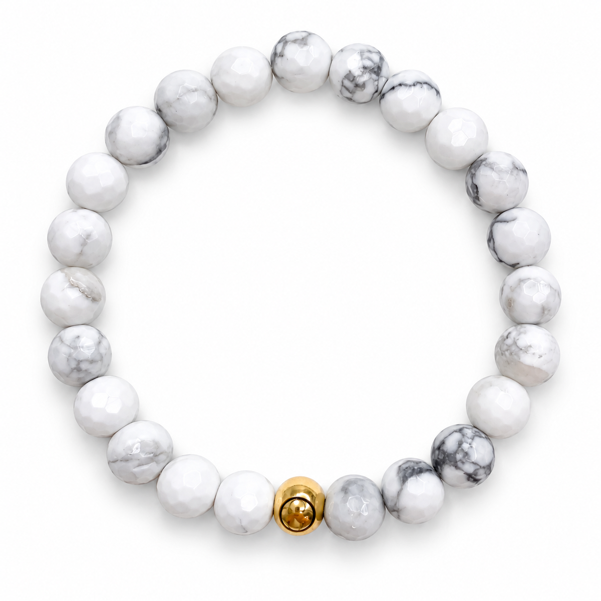Mens White Howlite with Gold Accent on white studio background