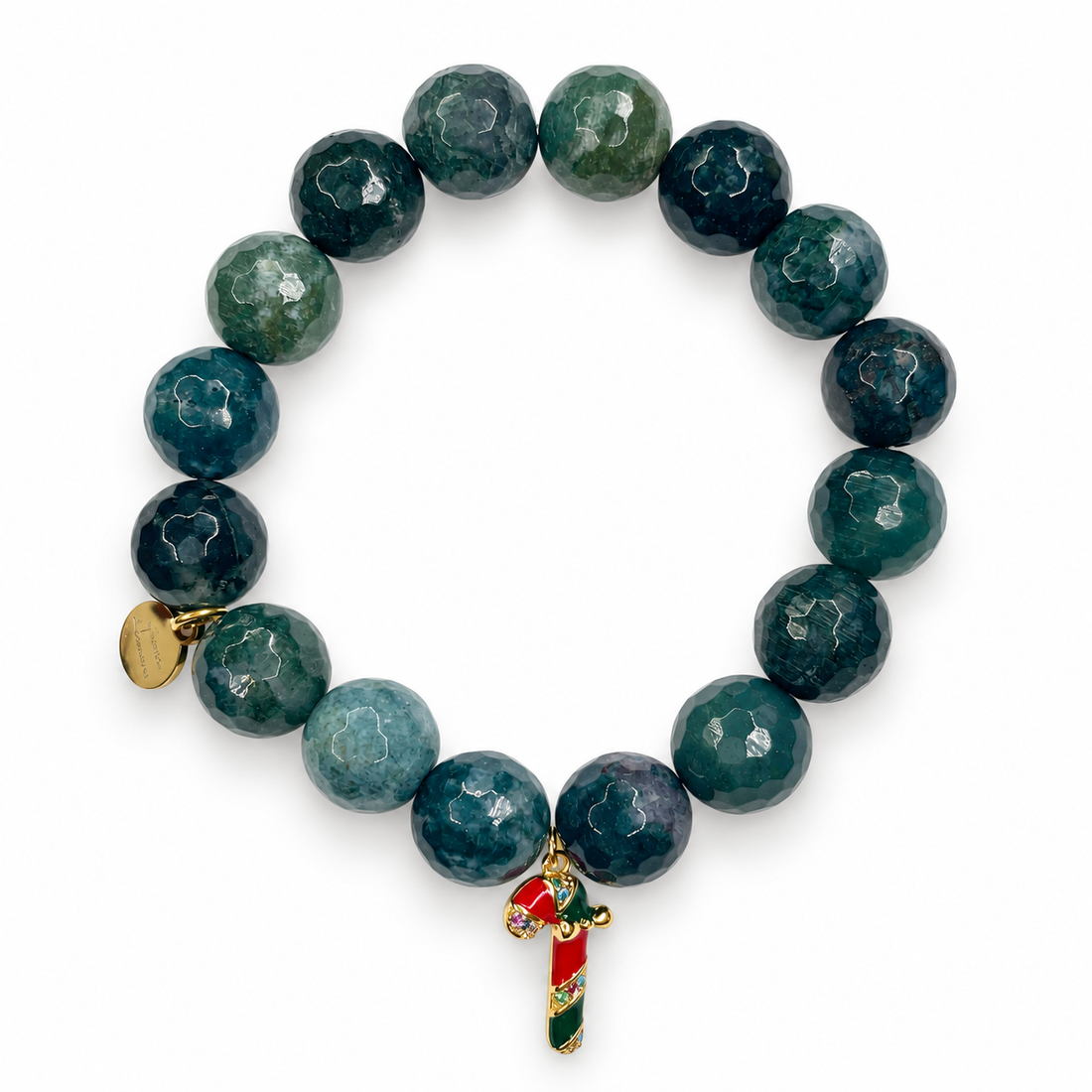 Under The Mistletoe Moss Green with Candy Cane Pendant - Oriana LaMarca Designs