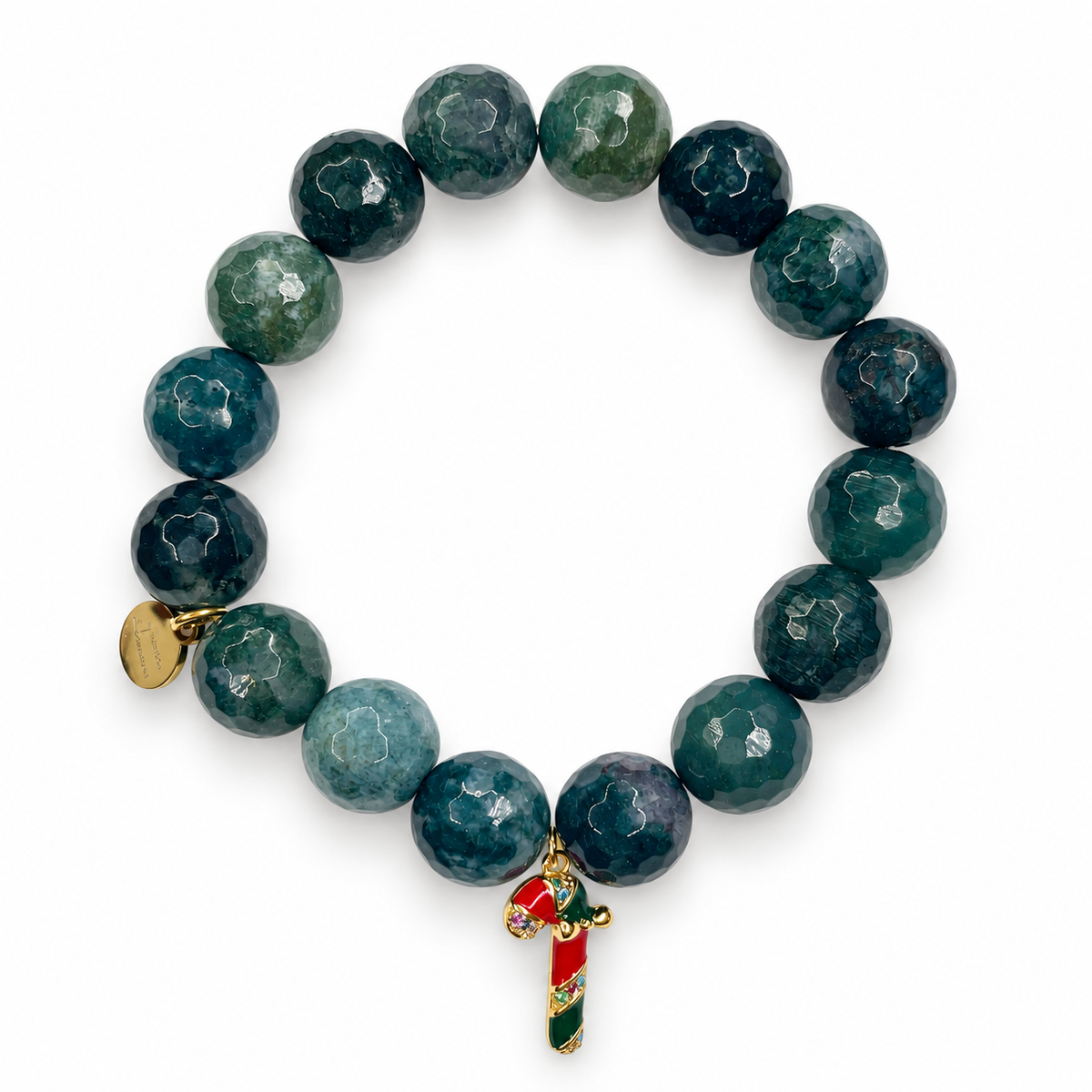 Under The Mistletoe Moss Green with Candy Cane Pendant - Oriana LaMarca Designs