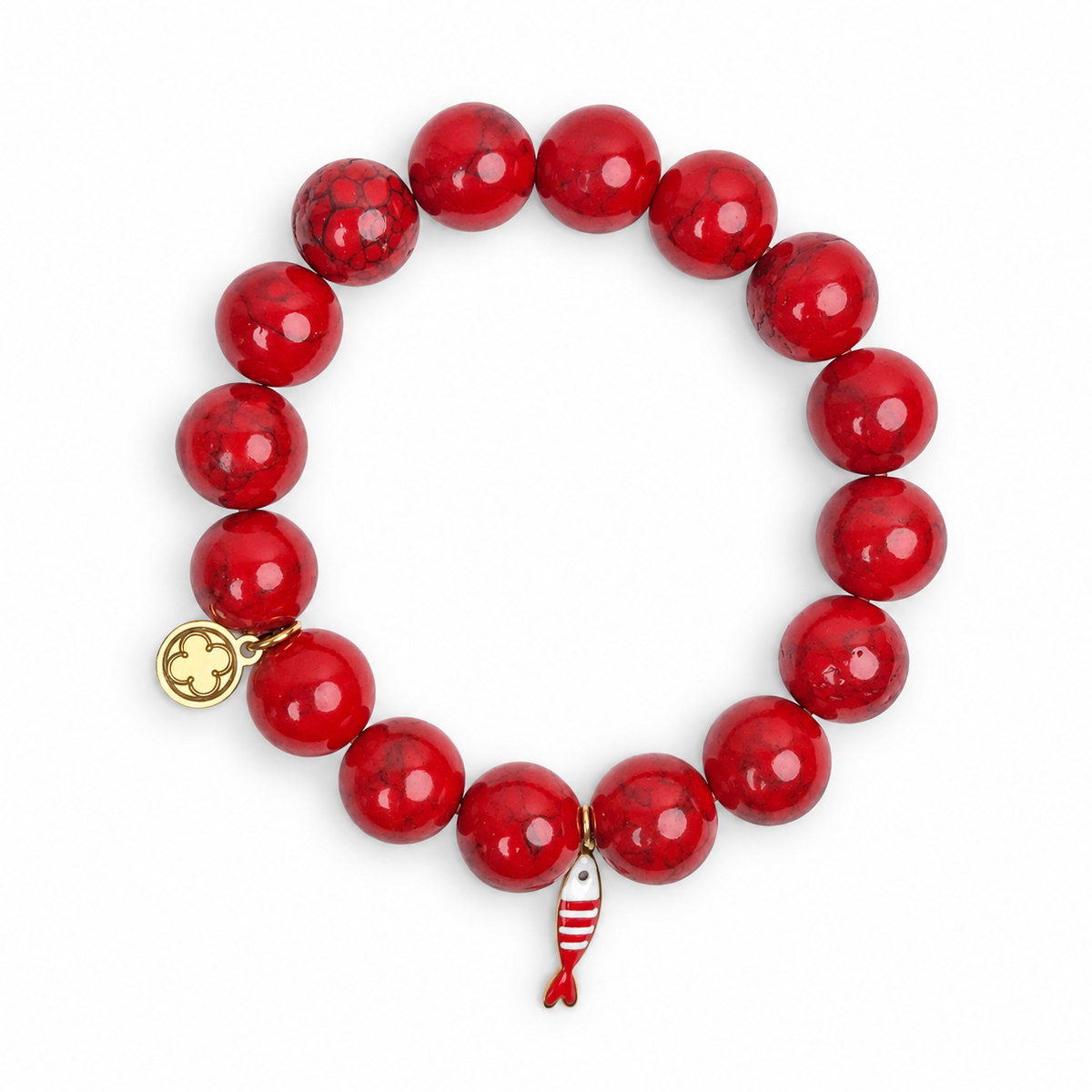 Red Howlite with Red Sardine Pendant - Oriana LaMarca Designs
