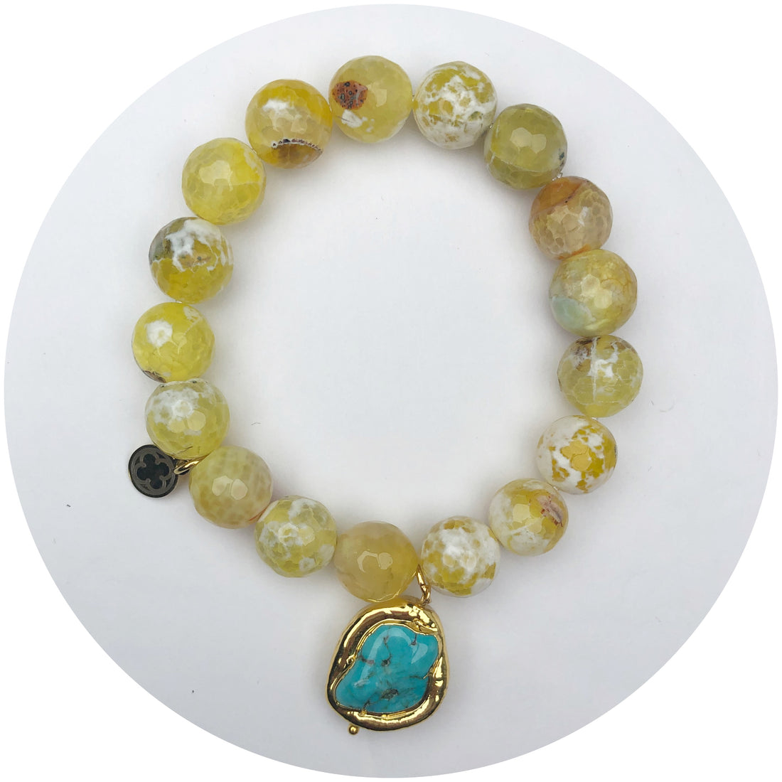 Pineapple Agate with Turquoise Bezel Nugget Pendant