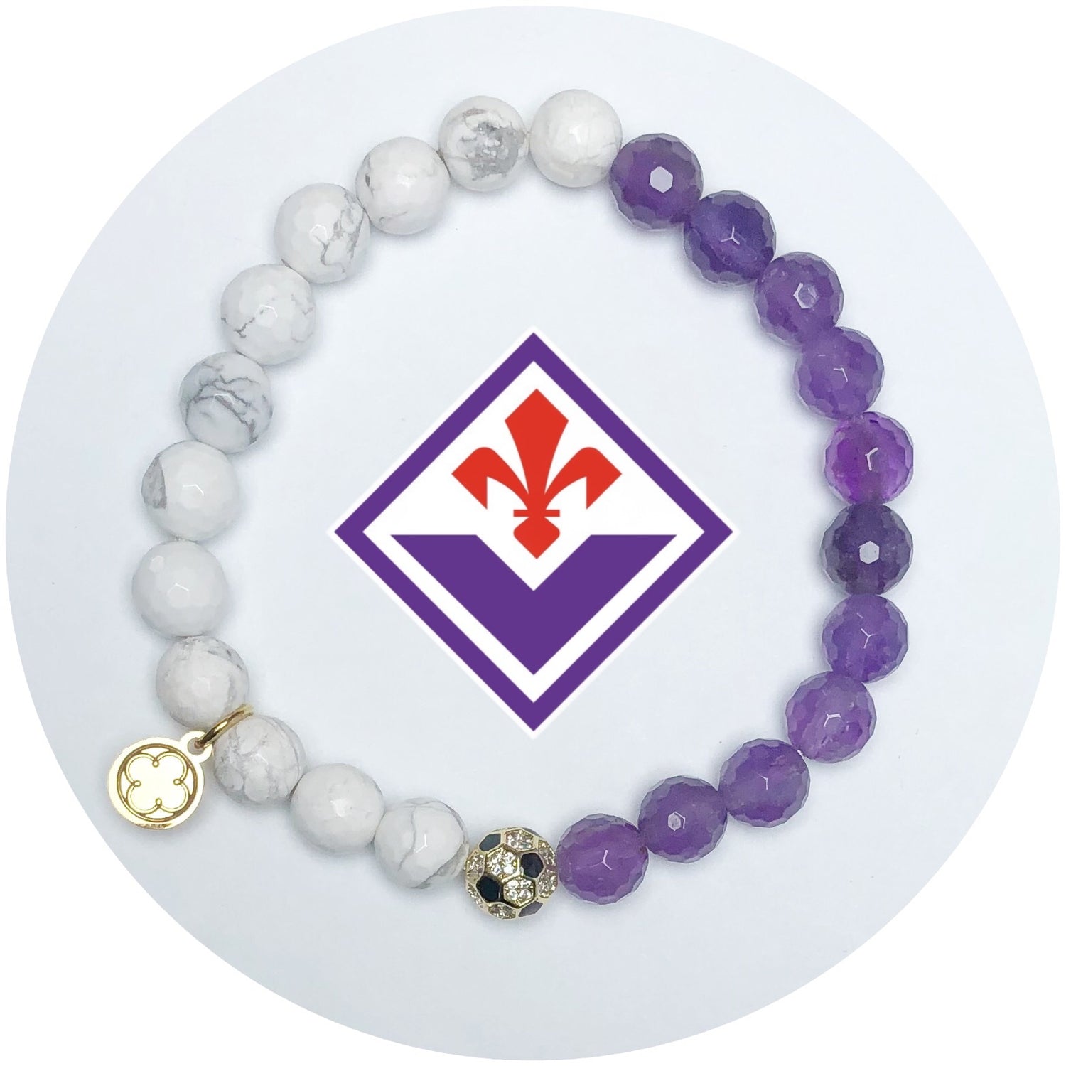 Fiorentina Mens Amethyst and White Howlite with Pavé Soccer Ball