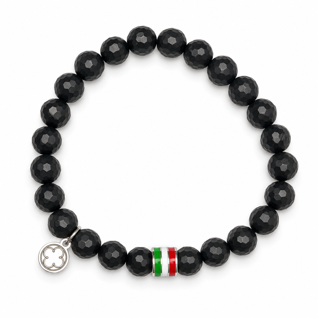 Mens Matte Black Onyx with Italian Flag Accent on white studio background