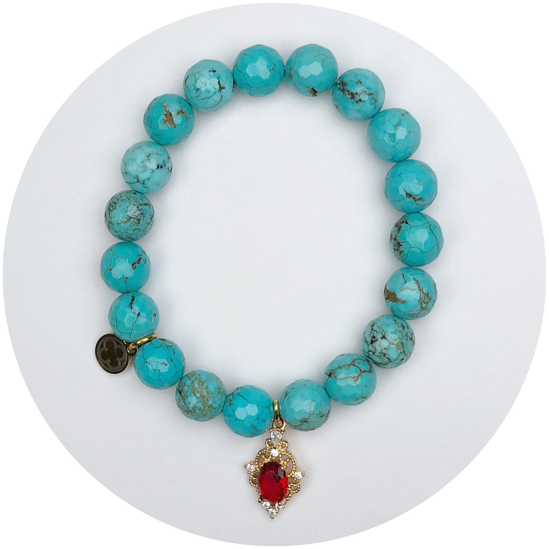 Teal Twilight with Ruby Crystal Pendant