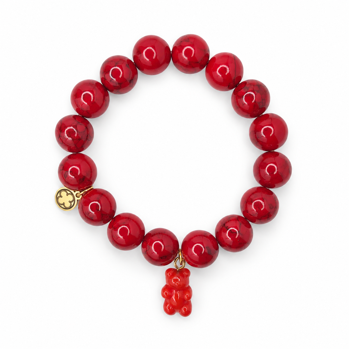 Red Howlite with Red Murano Glass Gummy Bear - Oriana LaMarca Designs
