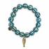 Turquoise Ceramic Riccio Bead with Gold Sardine Pendant - Oriana LaMarca Designs