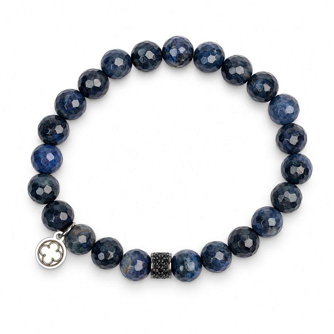 Mens Neptune Jasper with Black Pavé Barrel Accent on white studio background
