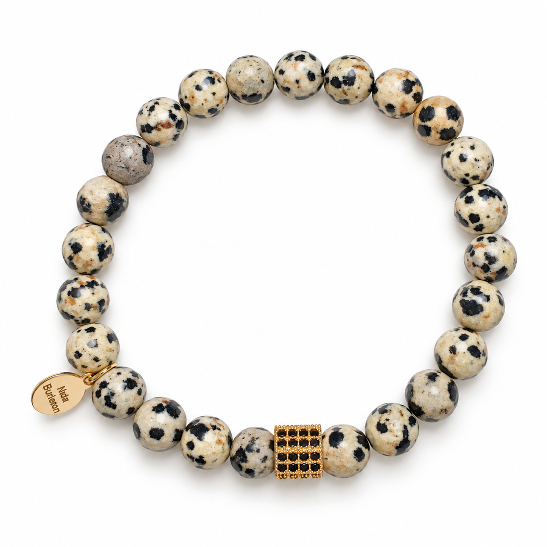 Mens Dalmatian Jasper Pavè Oro Crest on white studio background