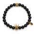 Mens Matte Black Onyx with Pavè Royalty Crown on white studio background