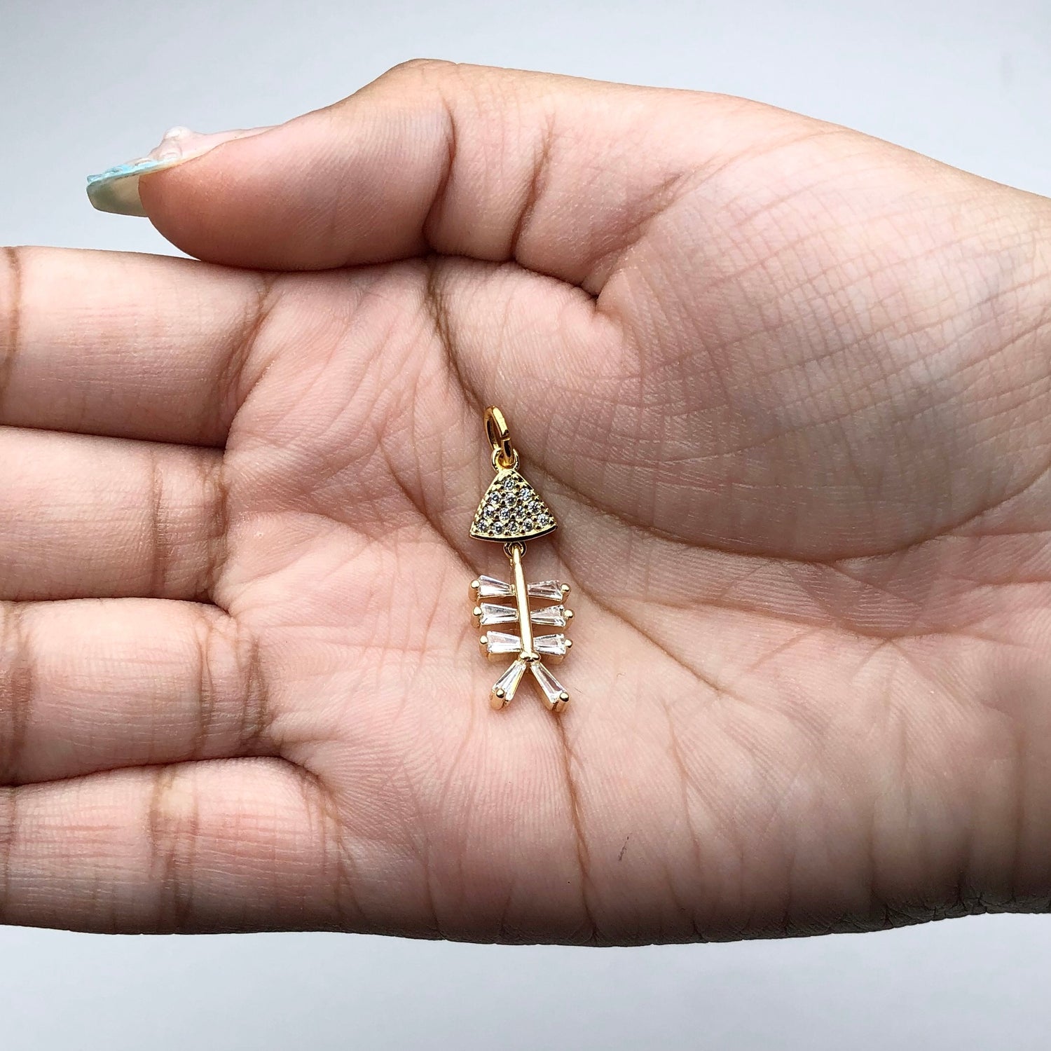 Pavé Gold Fishbone Pendant