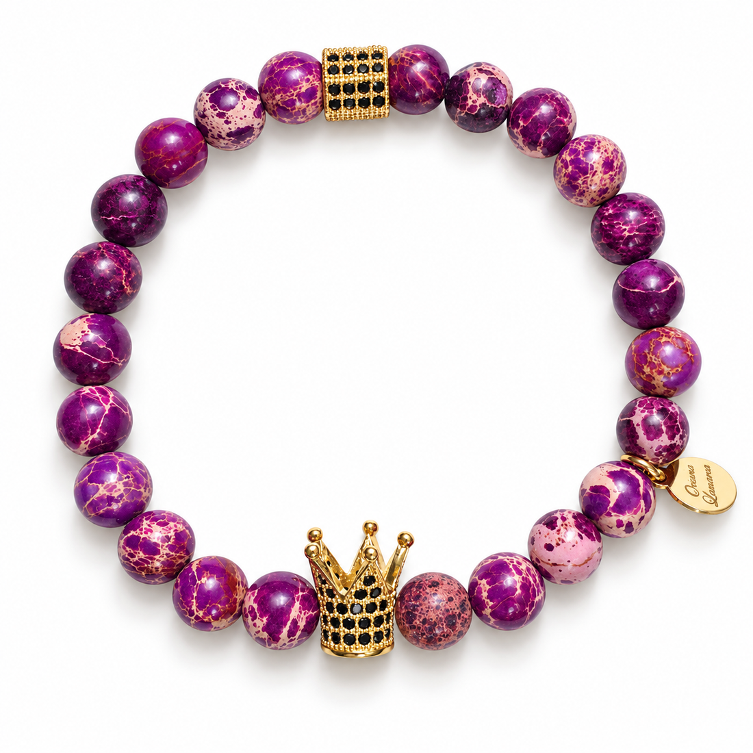Mens Purple Jasper with Pavè  Royalty Crown on white studio background