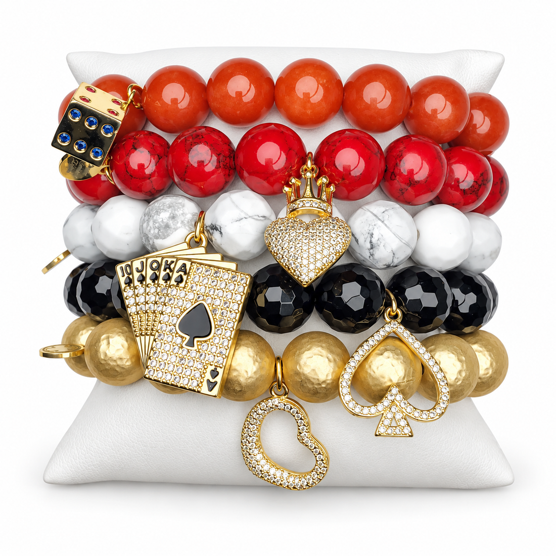 Queen of Hearts Armparty on white studio background