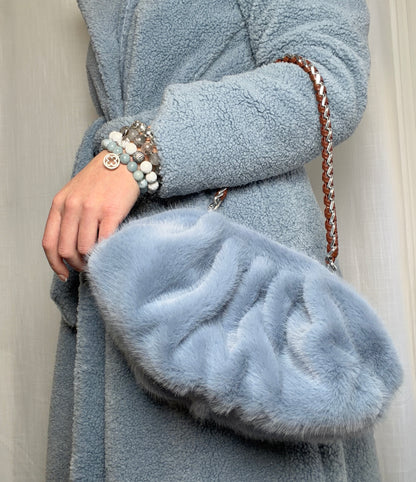 La Nuvola Serenity Blue Faux Mink Bag