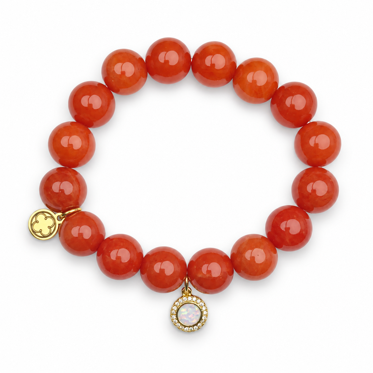 Fire Jade with Pavé Opal Round Pendant - Oriana LaMarca Designs