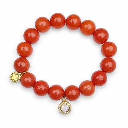 Fire Jade with Pavé Opal Round Pendant - Oriana LaMarca Designs