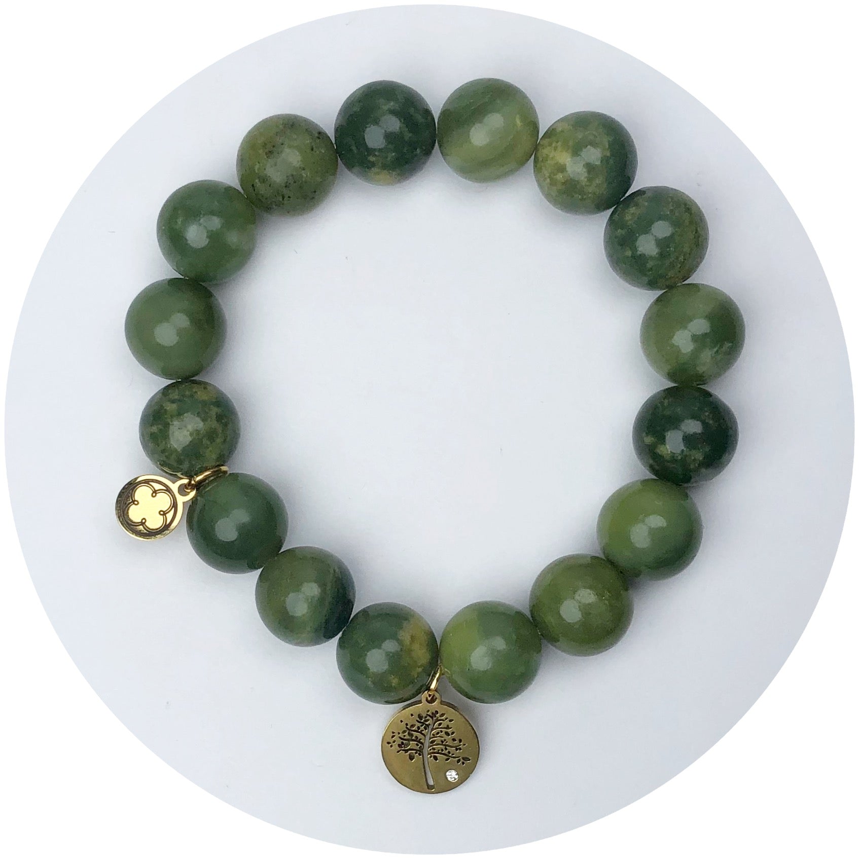 Spruce Green Jade with Pavé Tree of Life Pendant