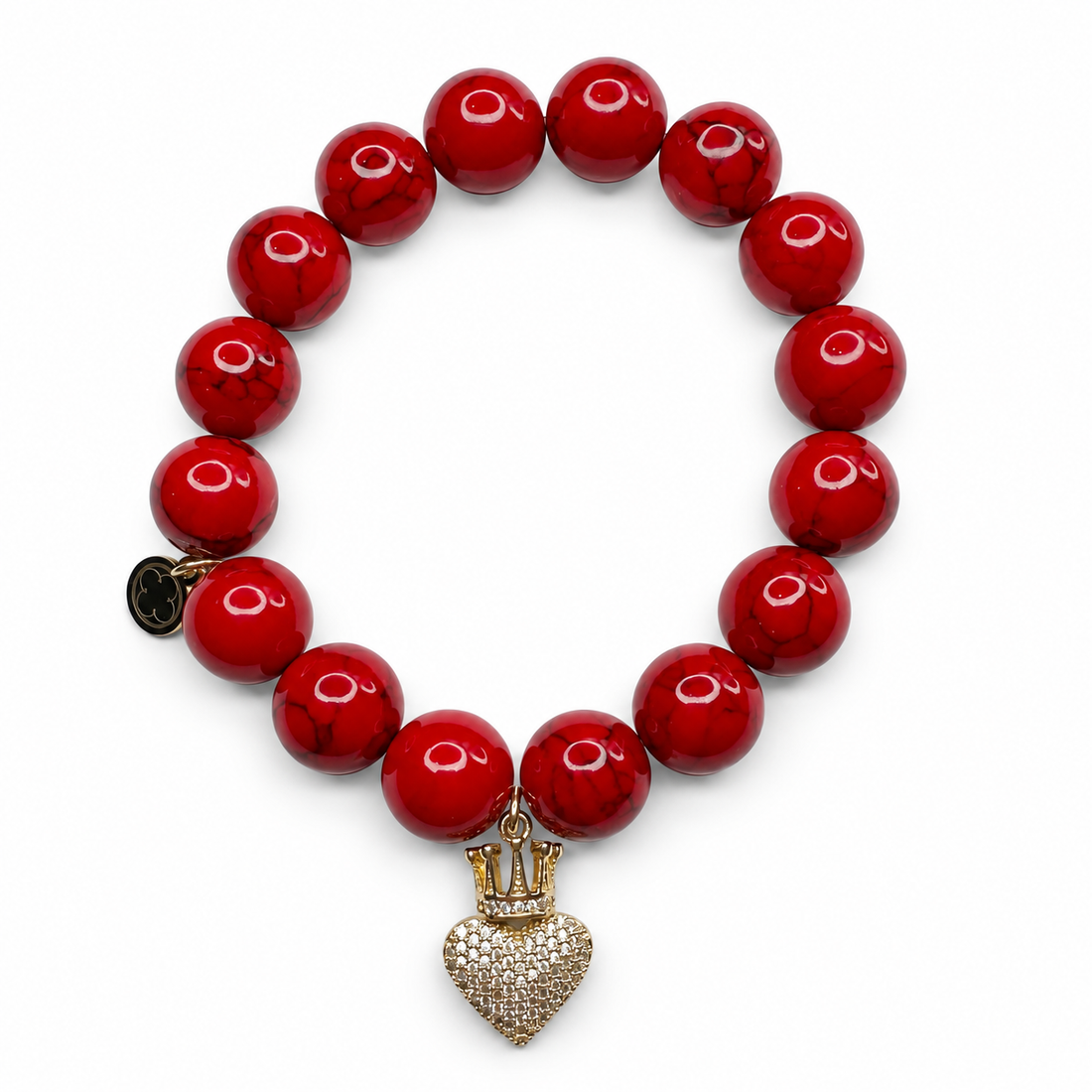 Red Howlite with Pavé Queen of Hearts Pendant - Oriana LaMarca Designs