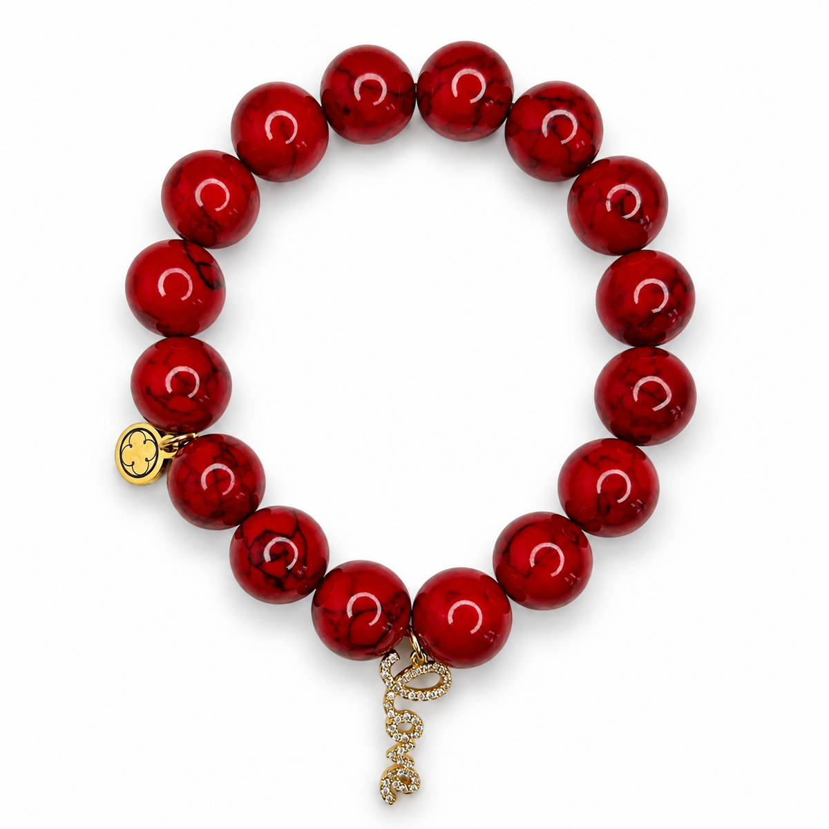 Red Howlite with Pavé "Love" Pendant - Oriana LaMarca Designs