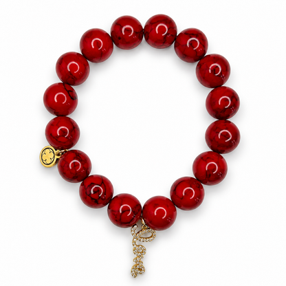 Red Howlite with Pavé "Love" Pendant - Oriana LaMarca Designs