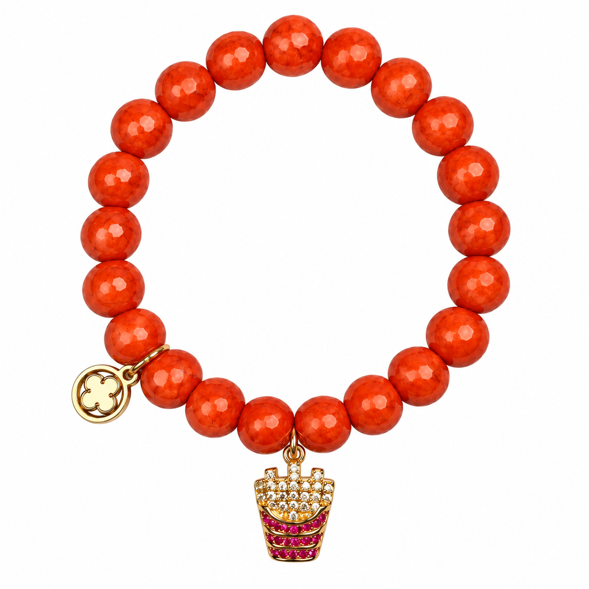 Orange Howlite with Pavé French Fries Pendant