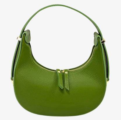 Mezza Luna Verde Leather Handbag