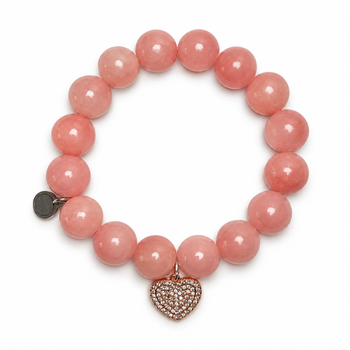 Rose Pink Jade with Pavé Puff Heart Pendant - Oriana LaMarca Designs