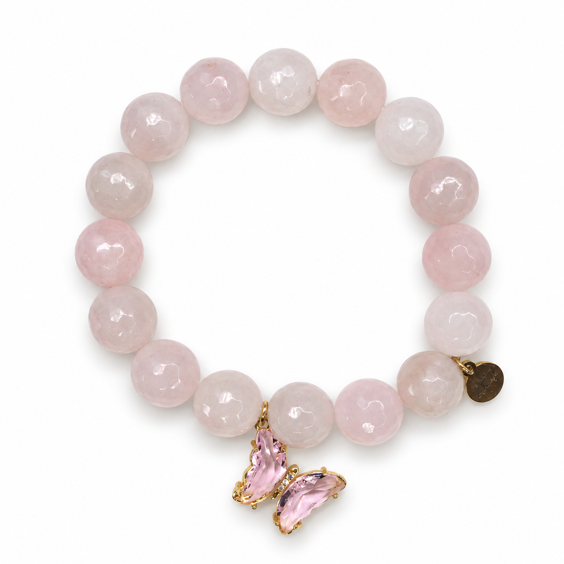 Rose Quartz with Glass Butterfly Pendant - Oriana LaMarca Designs