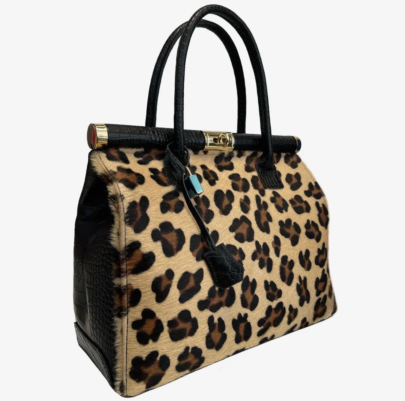 Caterina Leopard Pony Hair Leather Handbag