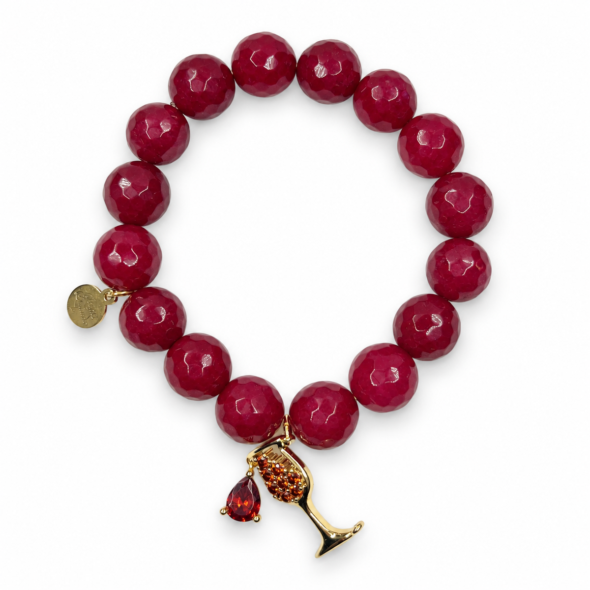 Marsala Jade with Pavé Wine Glass Pendant - Oriana LaMarca Designs