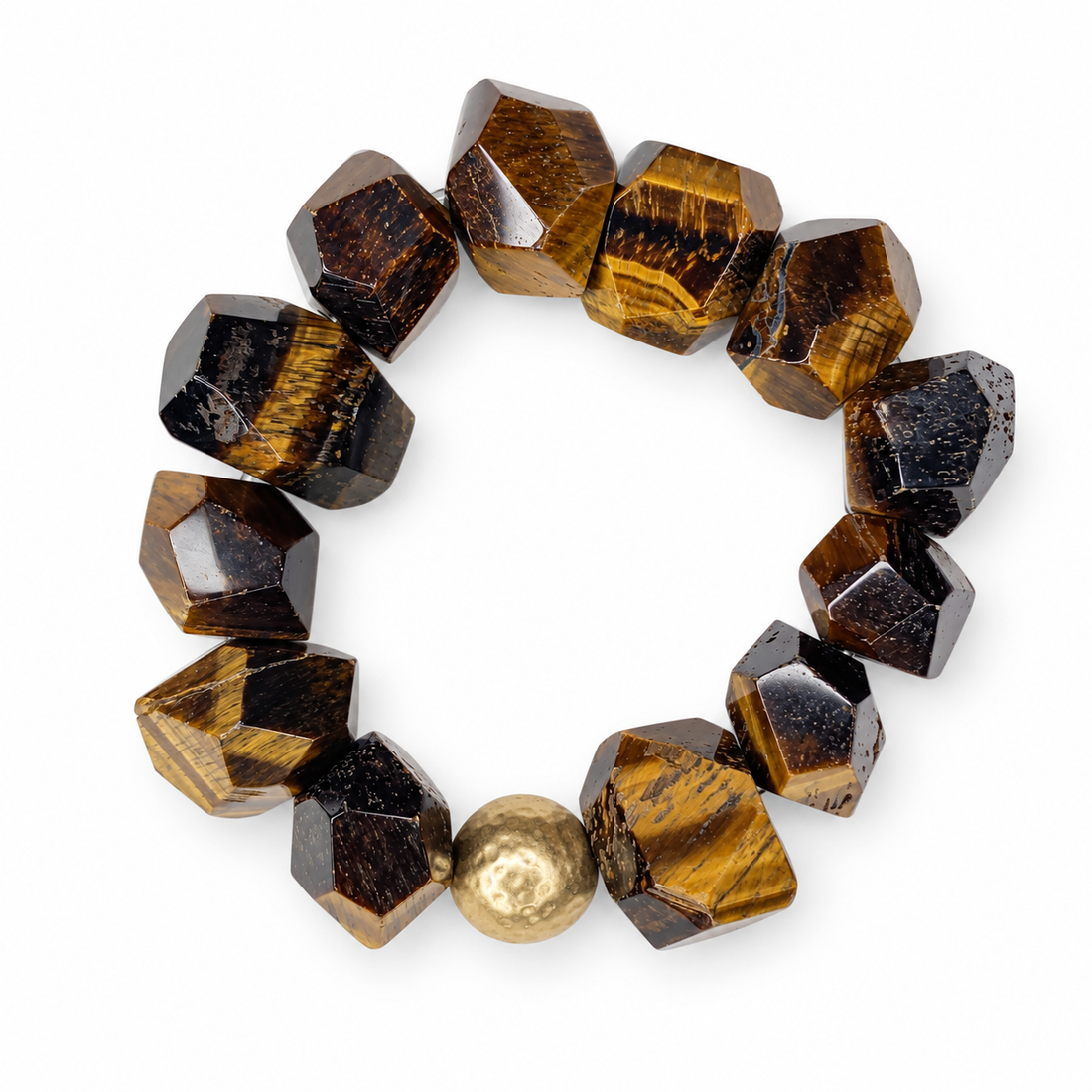 Tiger Eye Nugget with Hammered Gold Accent - Oriana LaMarca Designs