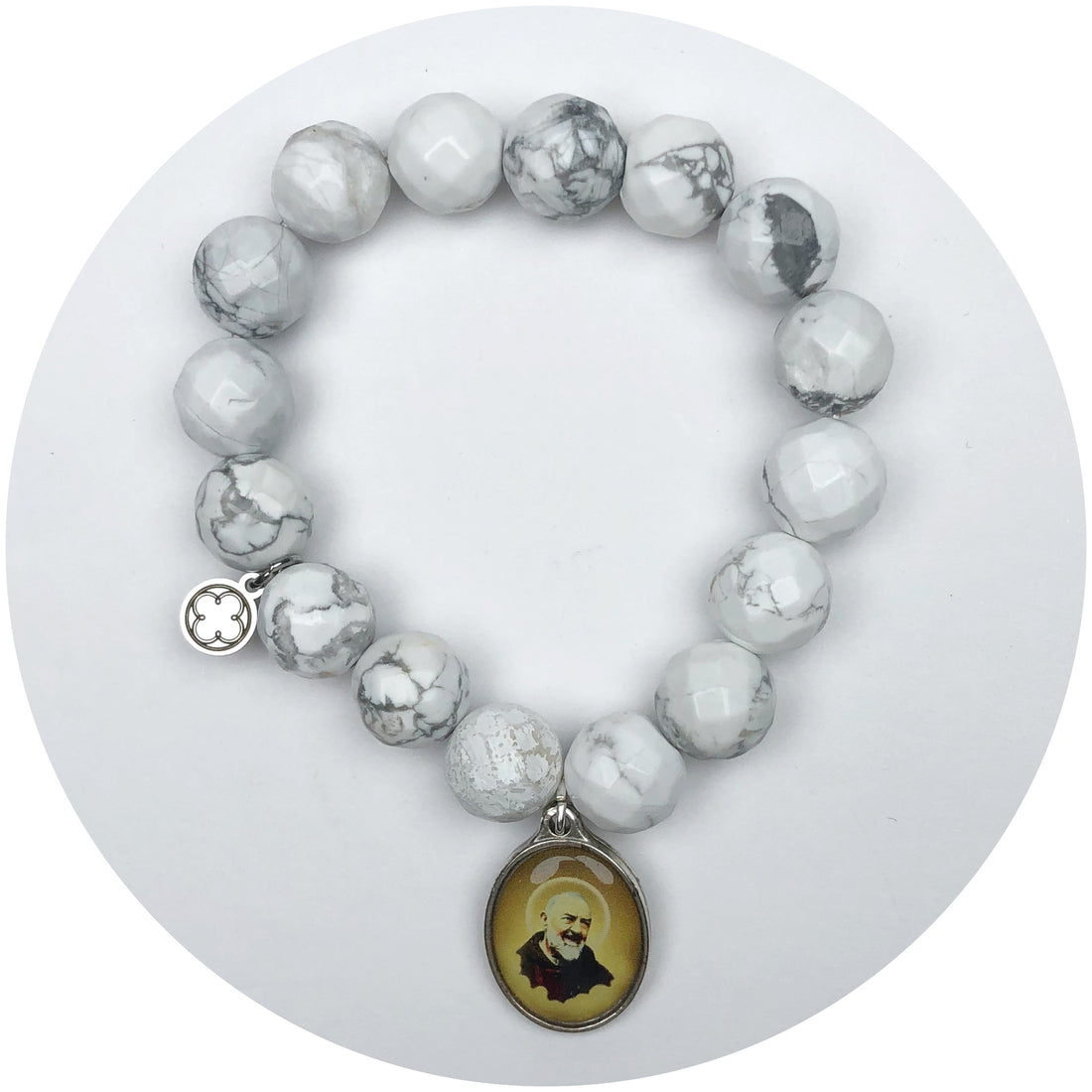 Frosted Marble Agate with Padre Pio Pendant