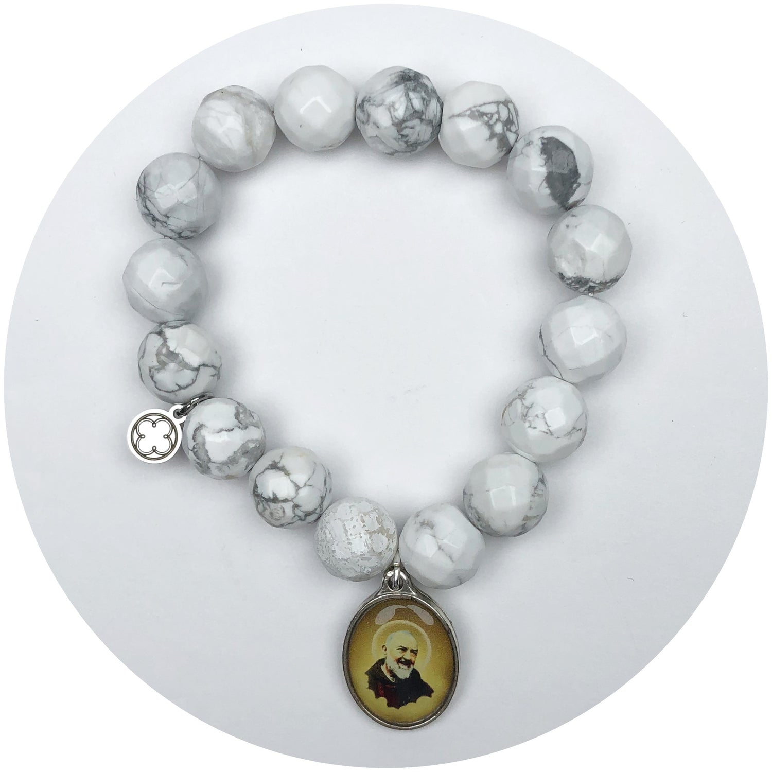 Frosted Marble Agate with Padre Pio Pendant