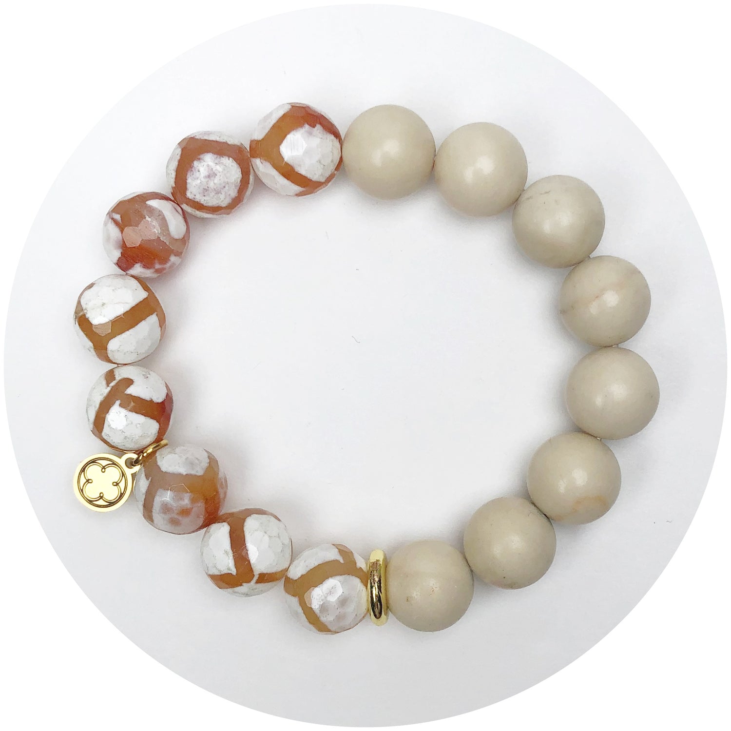 Sand Riverstone and Truffle Marble with Gold Spacer