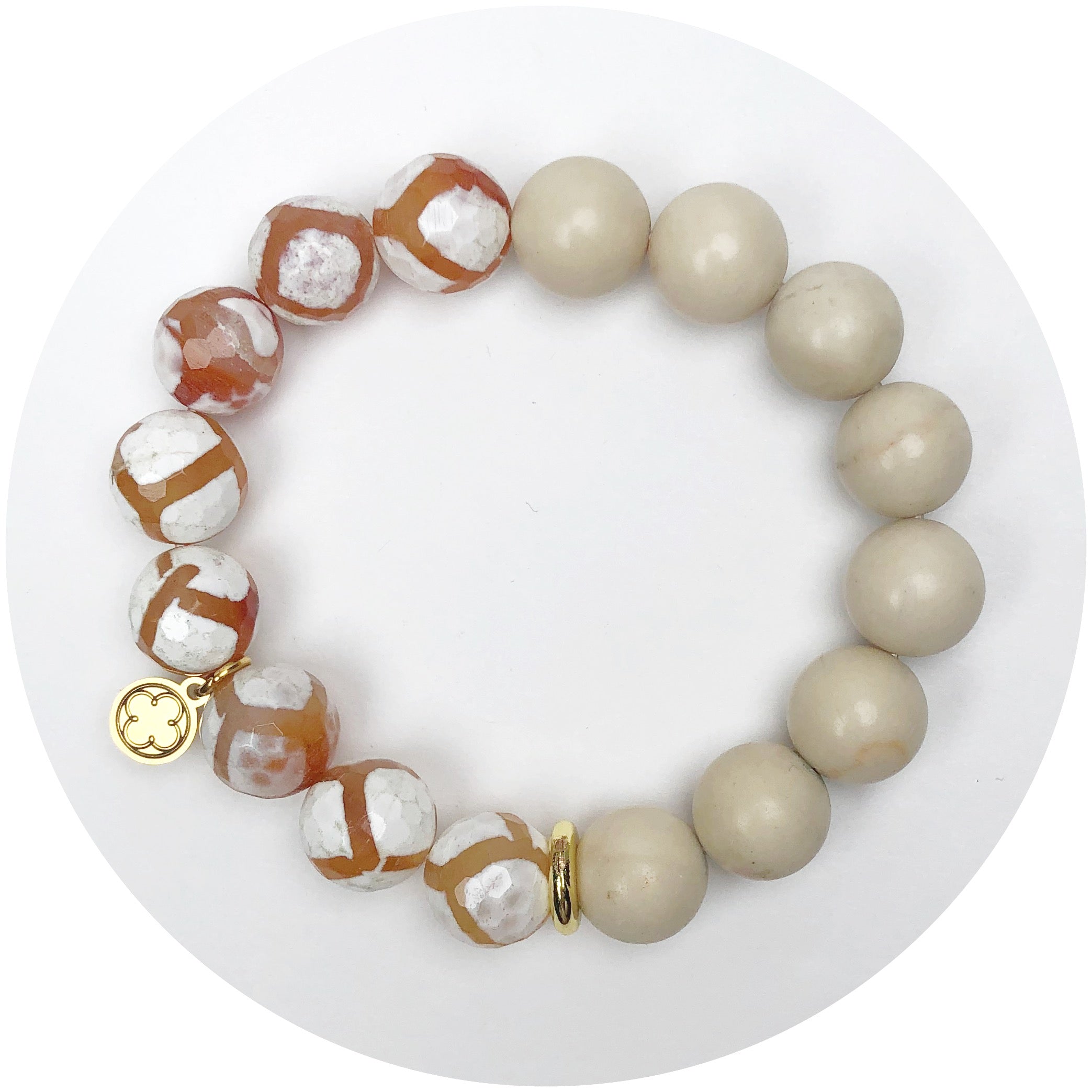 Sand Riverstone and Truffle Marble with Gold Spacer