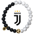 Juventus Mens Matte Black Onyx and White Howlite with Pavé Soccer Ball with preserved team logo on transparent background