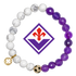 Fiorentina Mens Amethyst and White Howlite with Pavé Soccer Ball with preserved team logo on transparent background