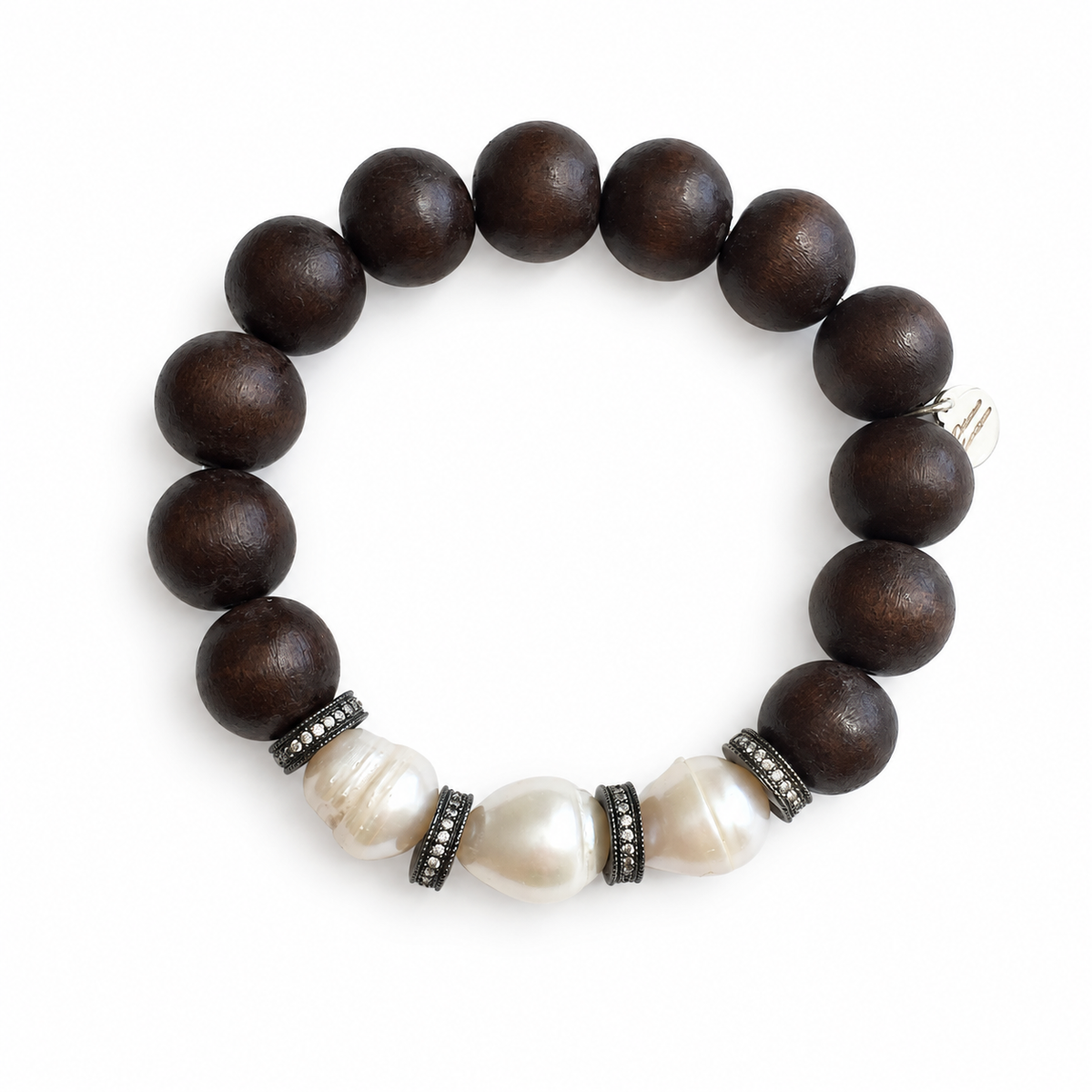 Ebony Wood with Freshwater Pearls and Gumetal Pavé Mini Spacer — Oriana LaMarca