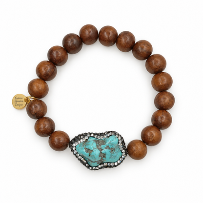 Date Wood with Pavé Turquoise Accent — Oriana LaMarca