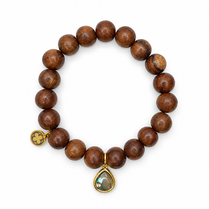 Date Wood with Abalone Teardrop Pendant — Oriana LaMarca