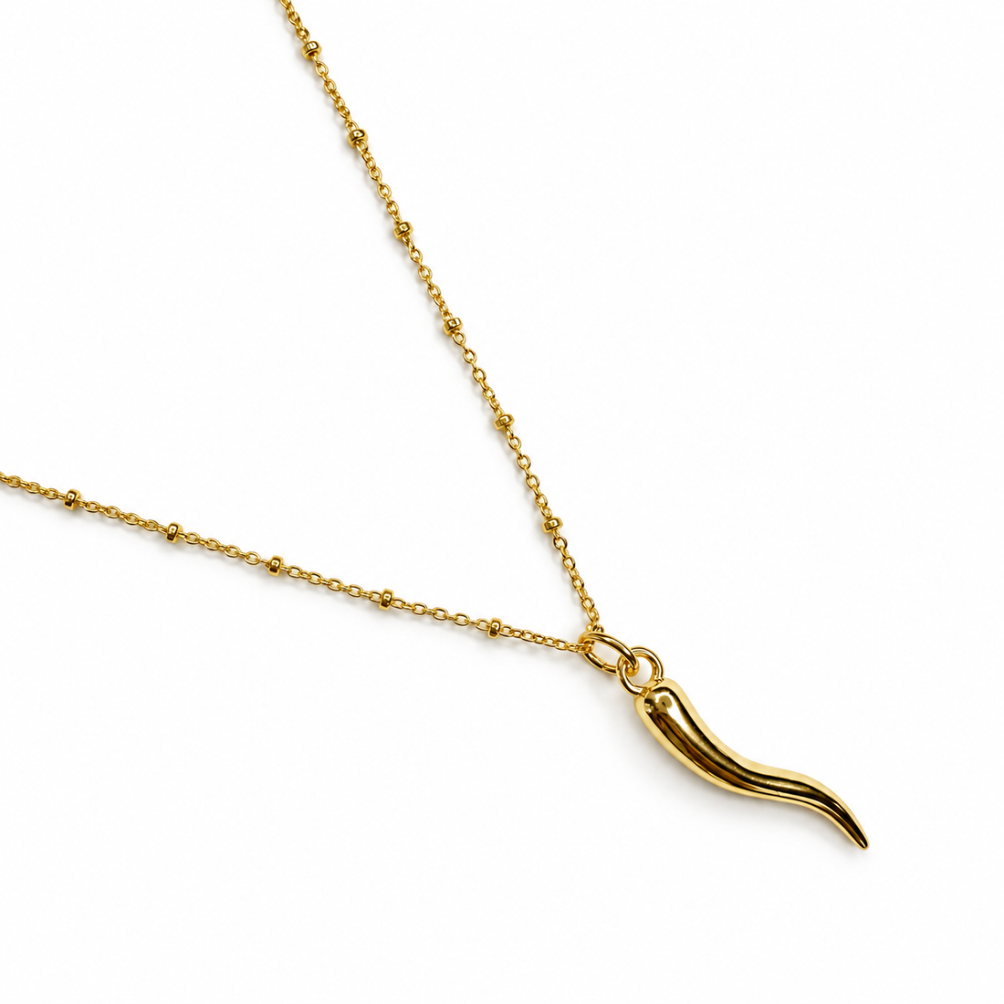 Gold Horn Cornicello Necklace studio photo